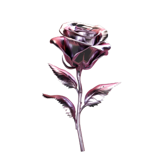 精美玫瑰花模型金属风格插画