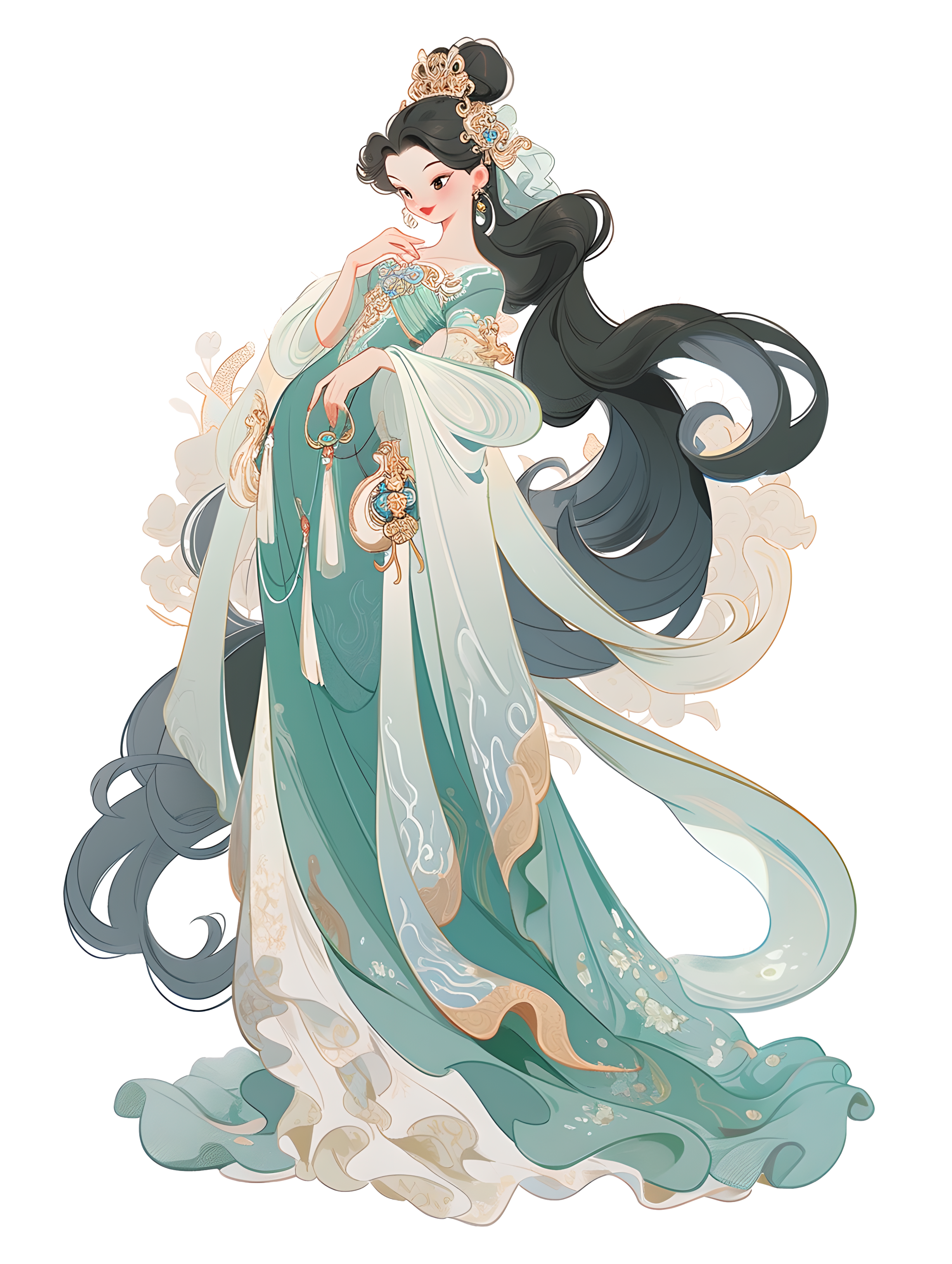 华丽汉服女神插画素材