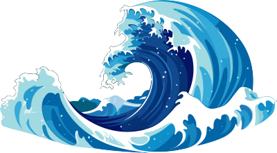 简洁平面插画蓝色海浪图形素材