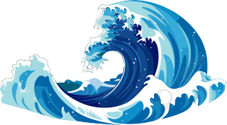 简洁平面插画蓝色海浪图形素材