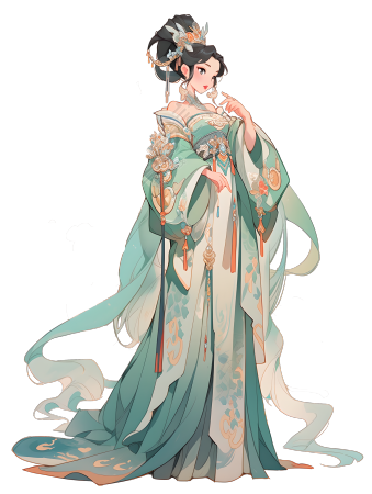 中国敦煌女神华美绣花服饰素材