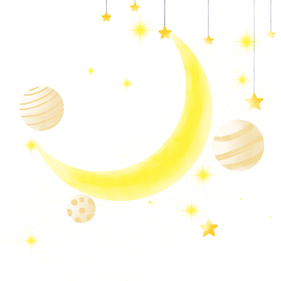 夜晚的星星月亮星球绘本故事插图