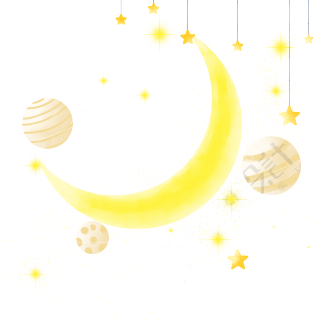 夜晚的星星月亮星球绘本故事插图
