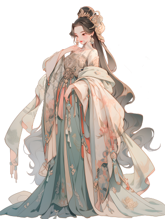 中国女神汉服风格插画