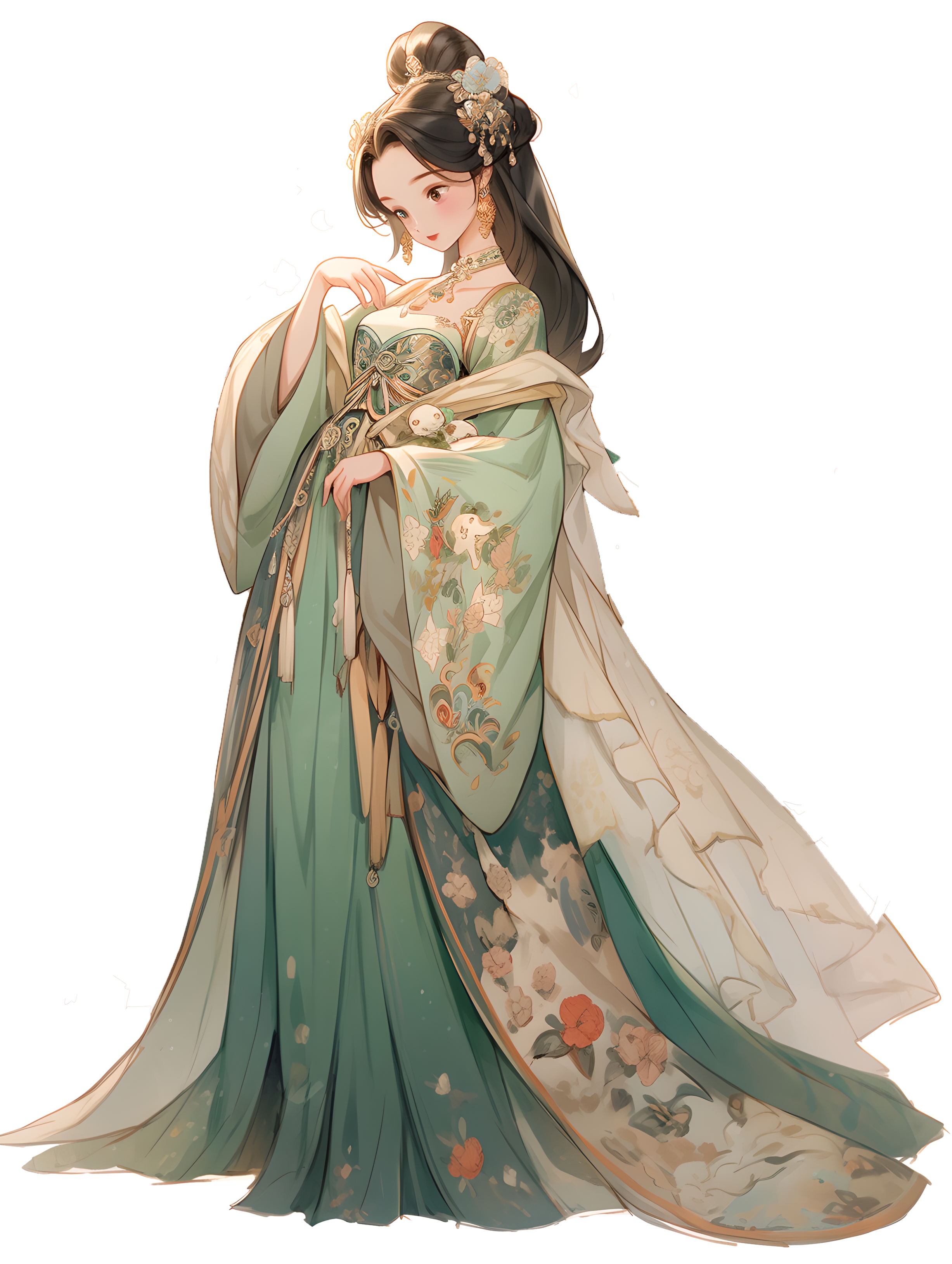 华美服饰敦煌女神透明背景插画