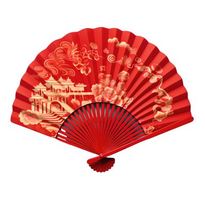 中国风折扇扁平插图创意设计