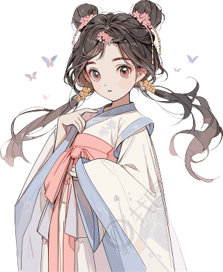 国风女孩图形素材插画设计