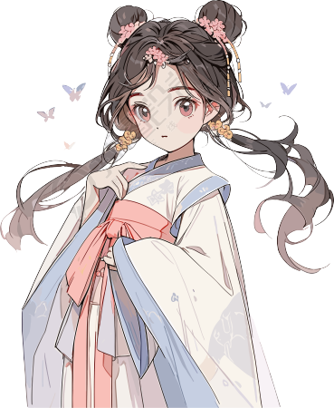国风女孩图形素材插画设计