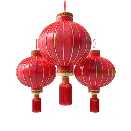 中式新年灯笼透明背景设计元素