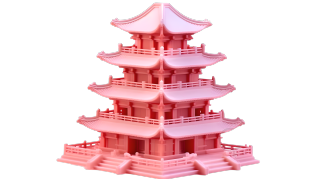 中国古代阁楼果冻积木模型插图