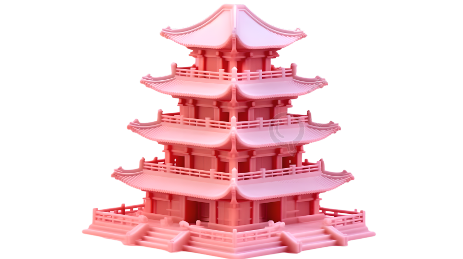中国古代阁楼果冻积木模型插图