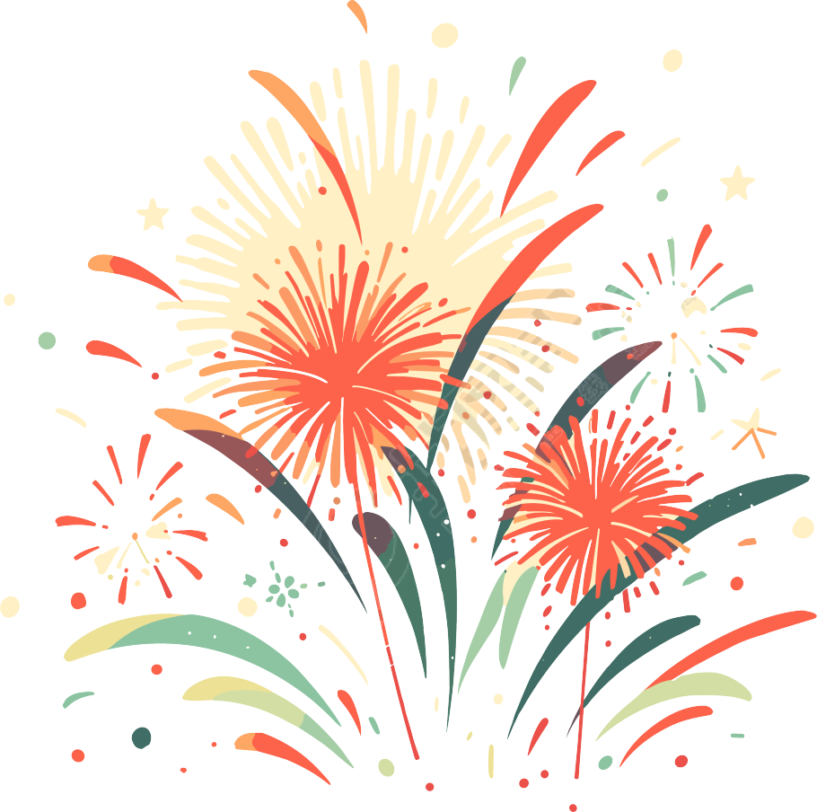 绿色和赤色风格烟花插画