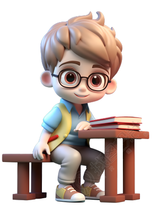 可爱男孩看书插画