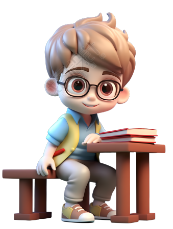 可爱男孩看书插画