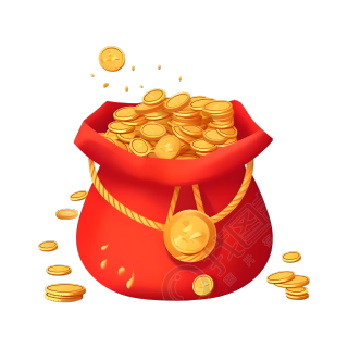可商用福袋和金币矢量图素材