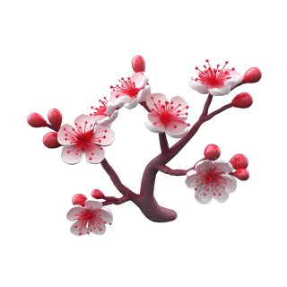 粉色梅花分支插画