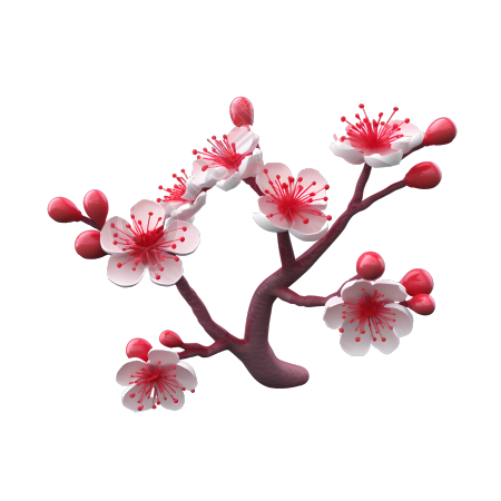 粉色梅花分支插画