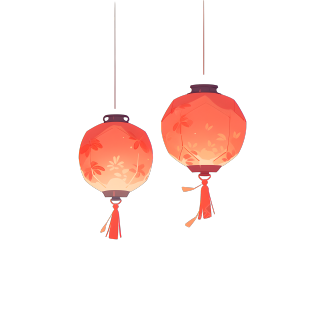 两个红色中国灯笼节日灯笼设计元素