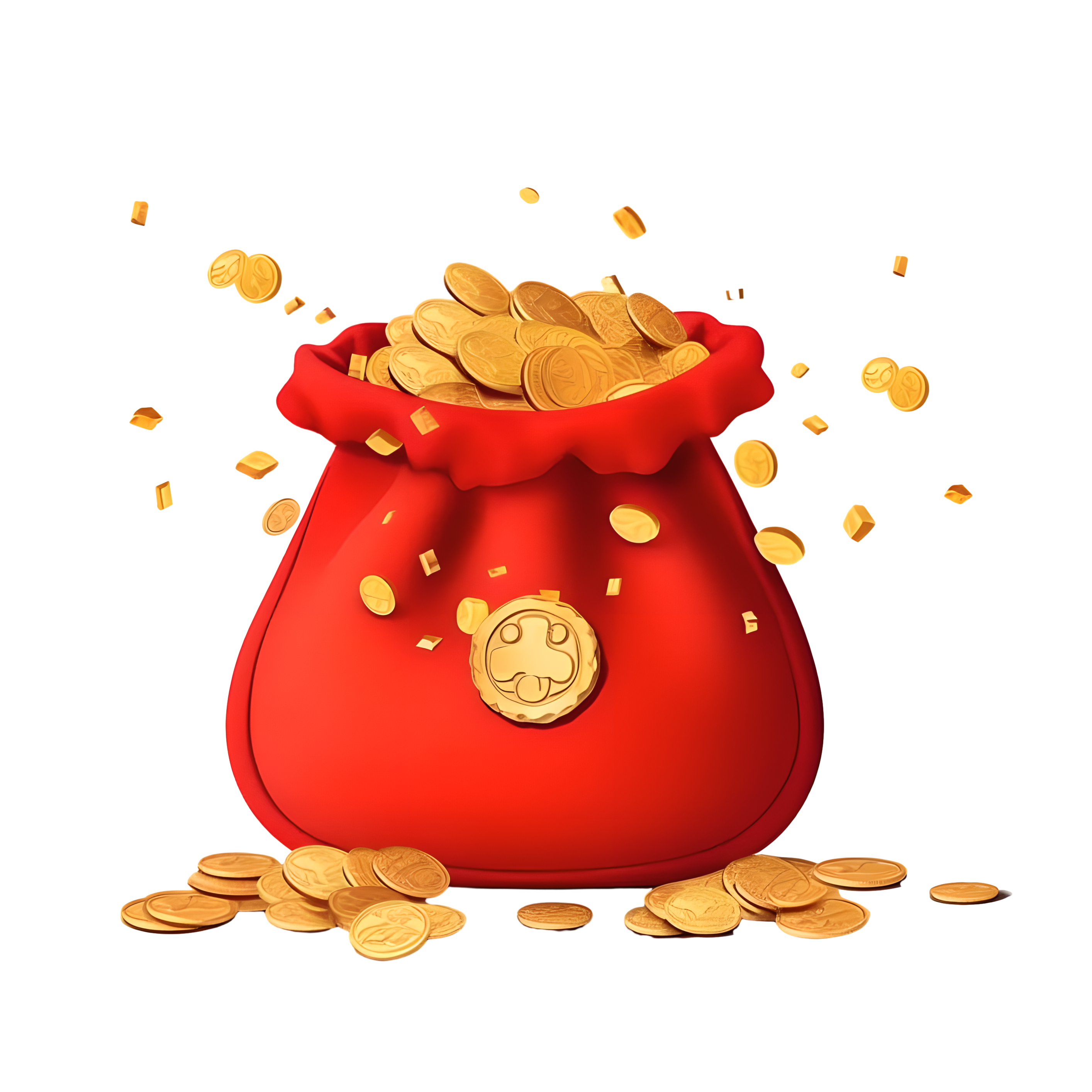 可爱金红色袋子和硬币插图