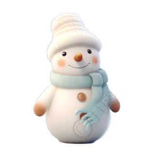 柔软色彩的小雪人插画