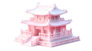 可商用新中式建筑插画