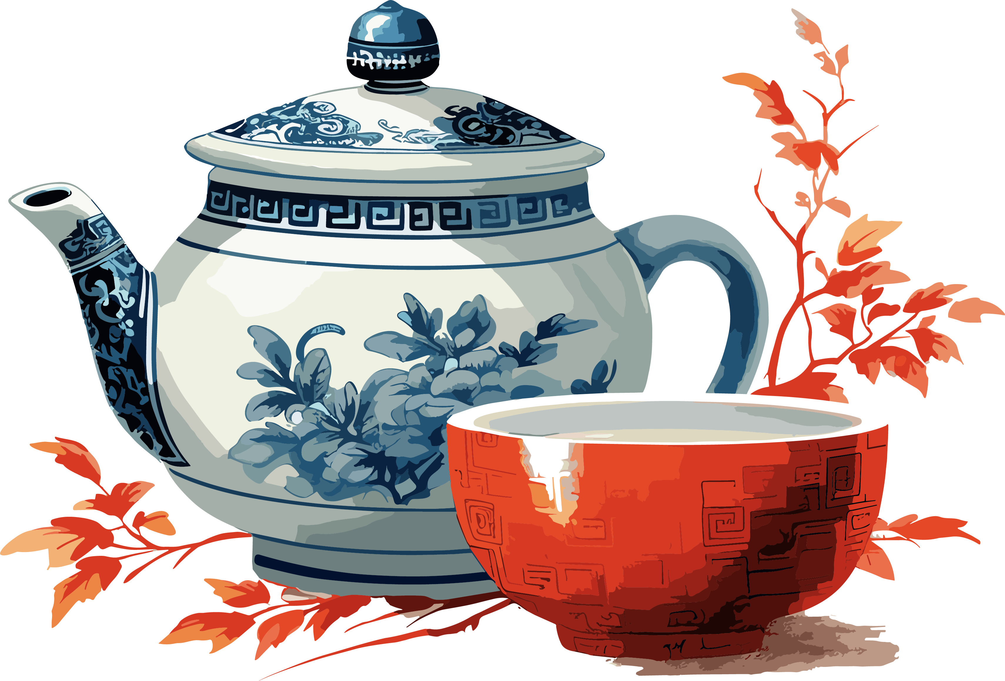 高品质茶壶茶杯PNG元素