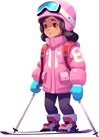 可爱滑雪儿童透明背景插画