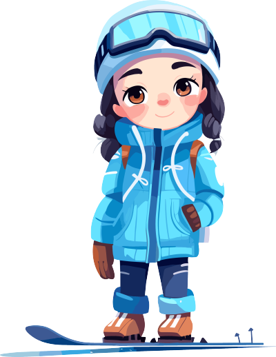 滑雪儿童创意设计平面插画