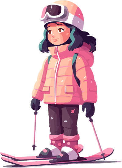 滑雪儿童穿滑雪服扁平插画
