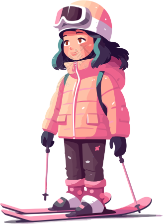 滑雪儿童穿滑雪服扁平插画