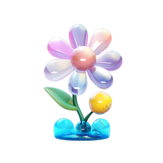 花朵摆件3D透明玻璃插图