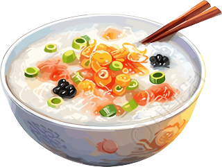 白粥咸菜精美插画设计元素