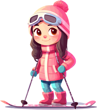滑雪儿童干净背景插图素材