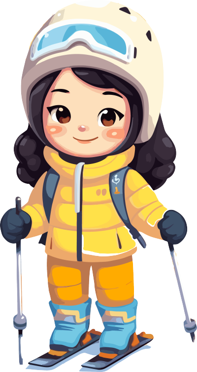 滑雪儿童透明背景插画