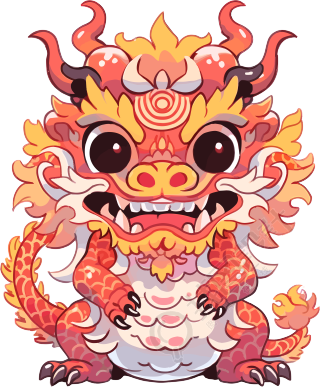 可爱中式龙插画素材