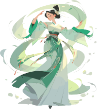 仙女穿着翠绿衣服起舞插画