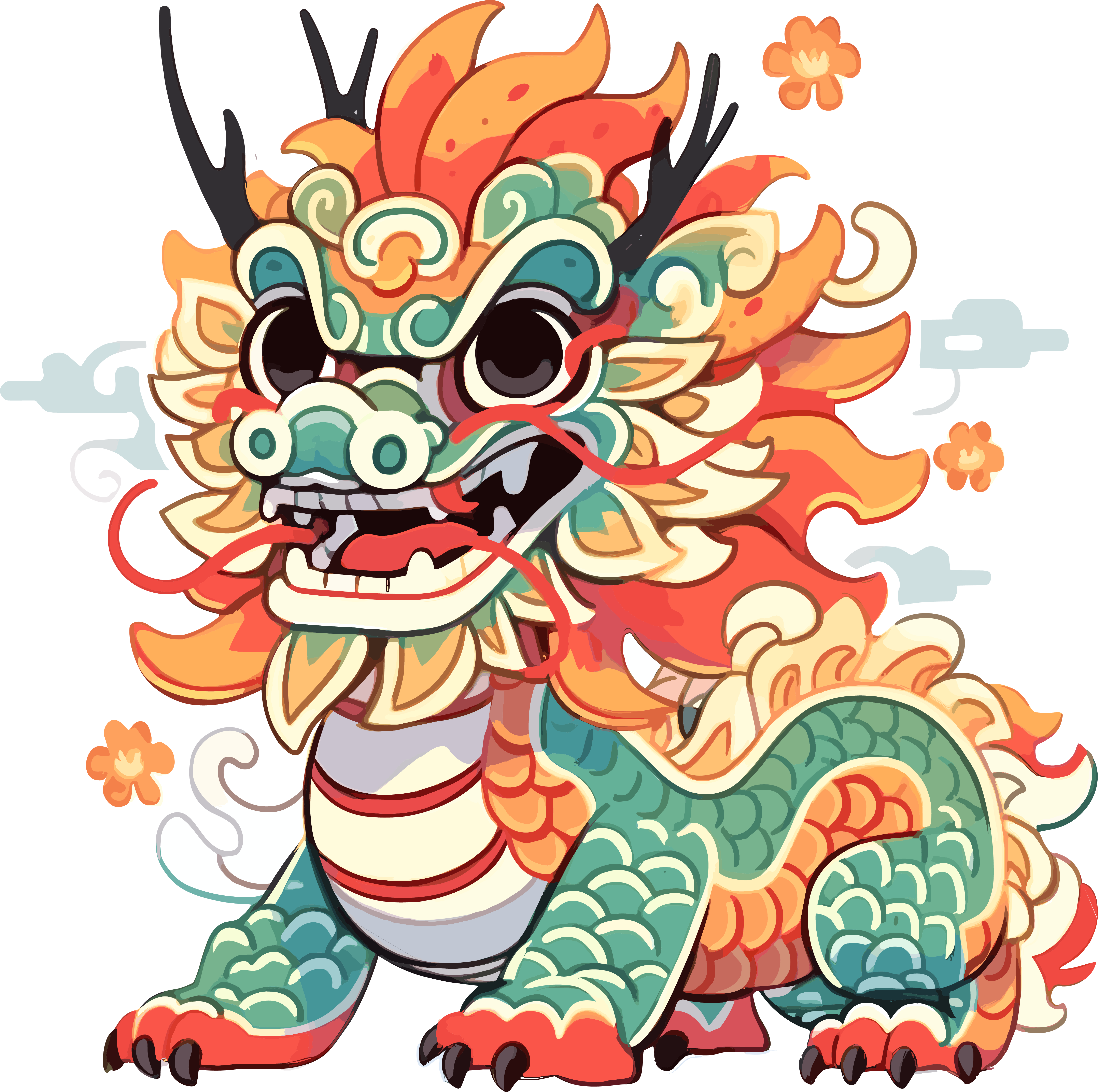 中国龙超可爱的传统文化图案
