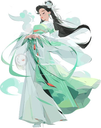 仙女腾云驾雾插画