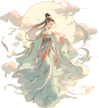 中国敦煌女神飞天插画素材