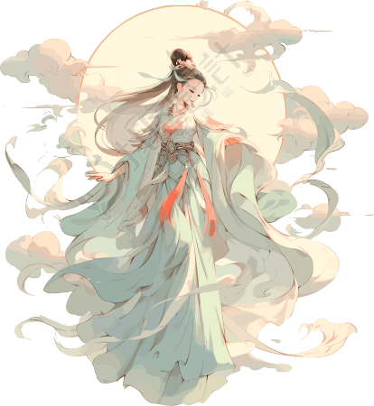 中国敦煌女神飞天插画素材