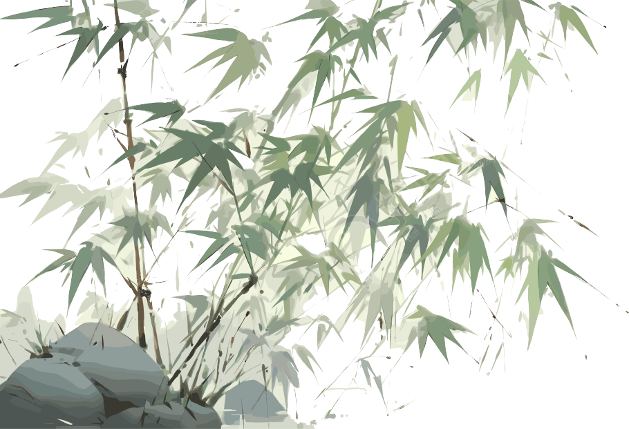 中式传统工笔画绿色竹叶素材
