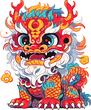 中国龙超可爱动物插画