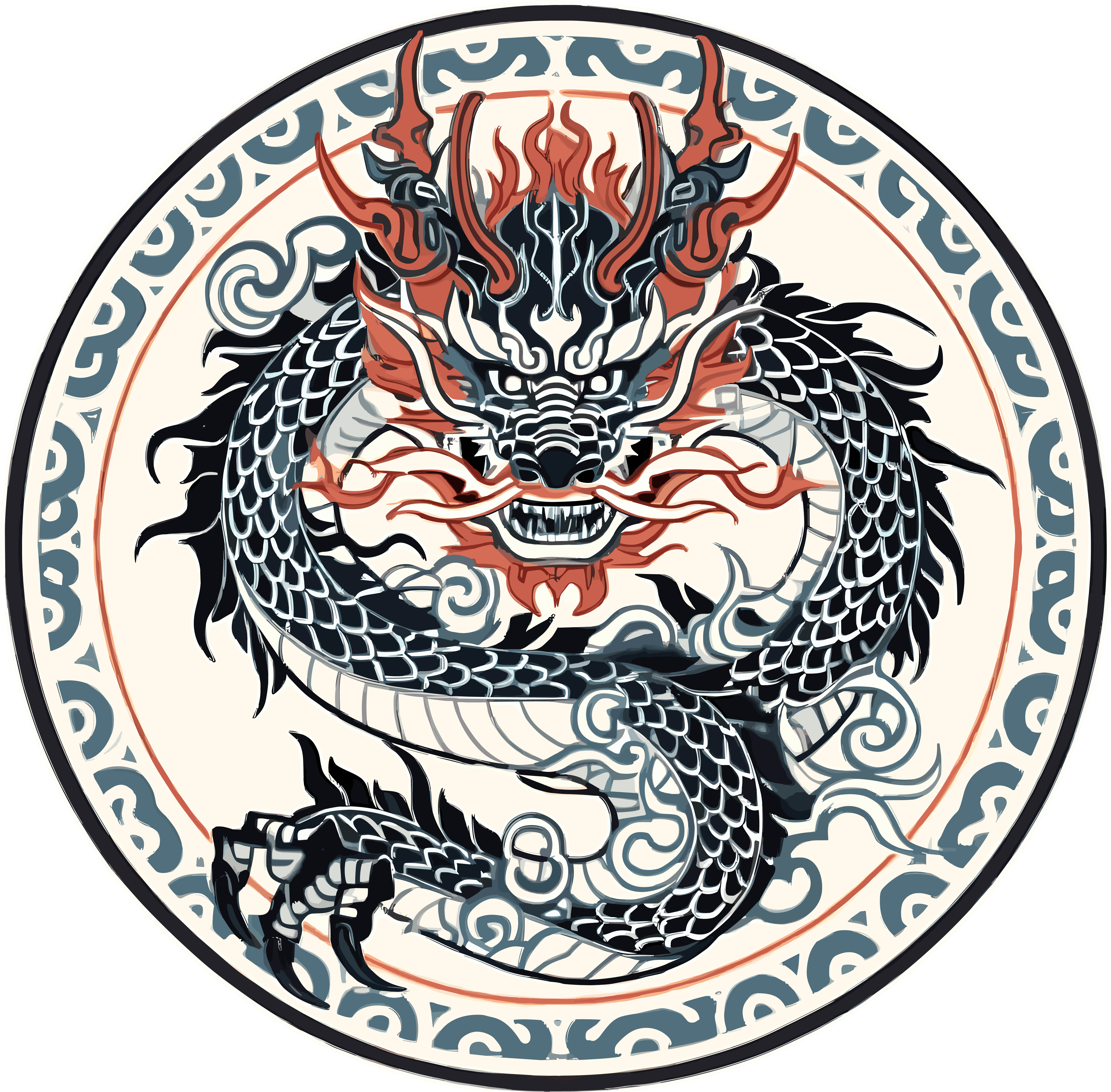 中国龙头图案花纹设计素材