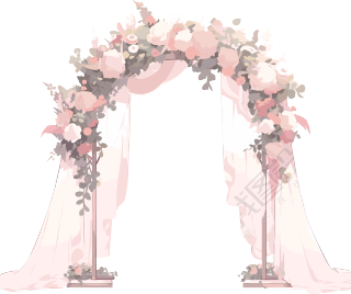 豪华婚礼花门插画