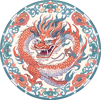 中国龙头圆形花纹设计素材