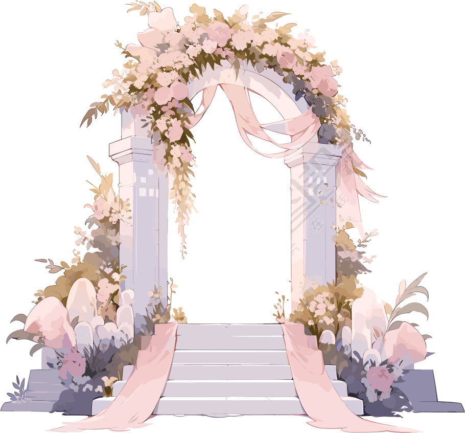 婚礼拱门唯美插画