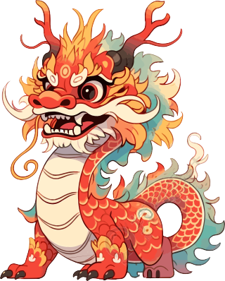 中国龙全框手绘艺术PNG图形素材