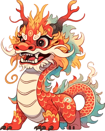 中国龙全框手绘艺术PNG图形素材