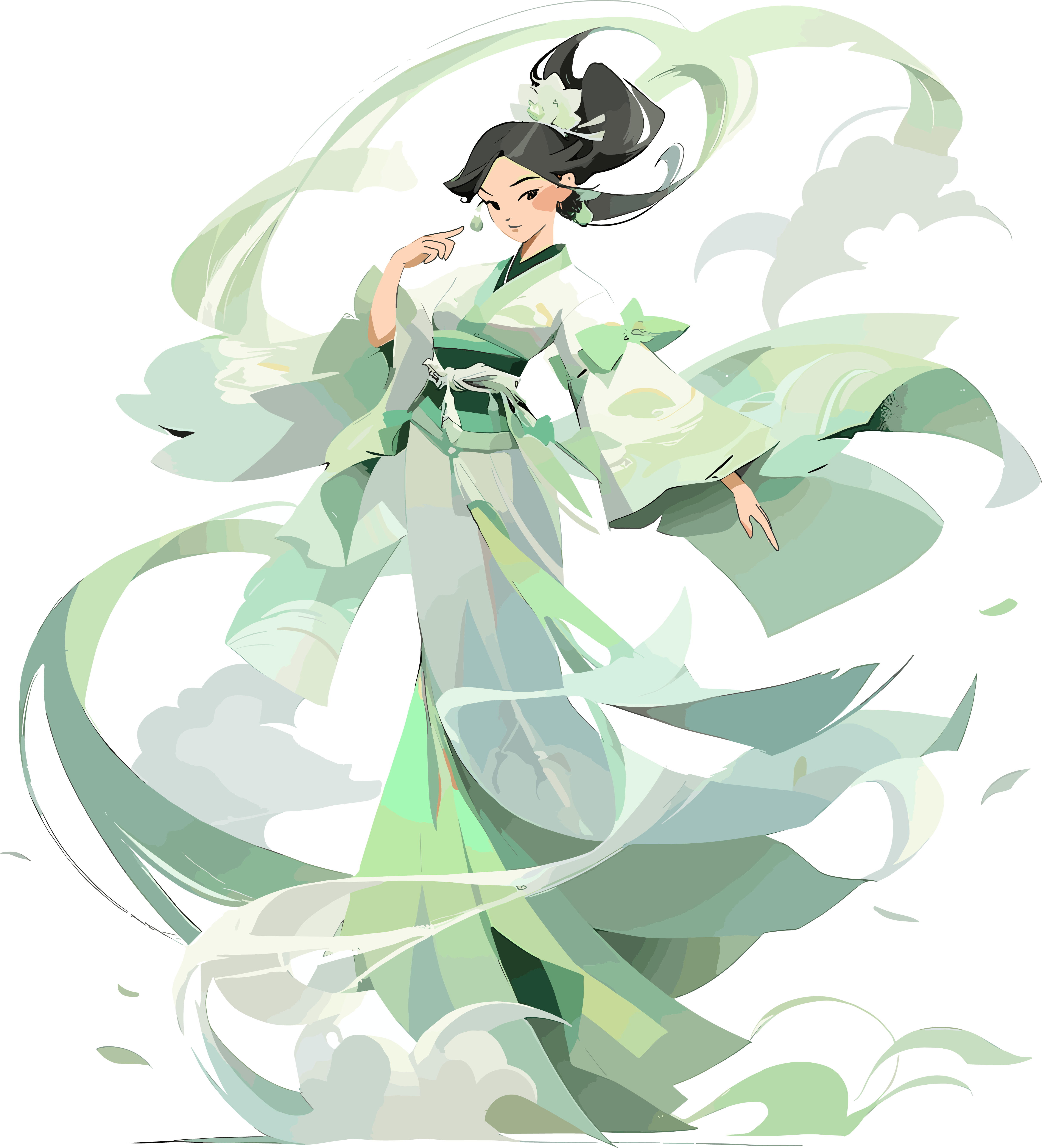 美女精致的华服插画