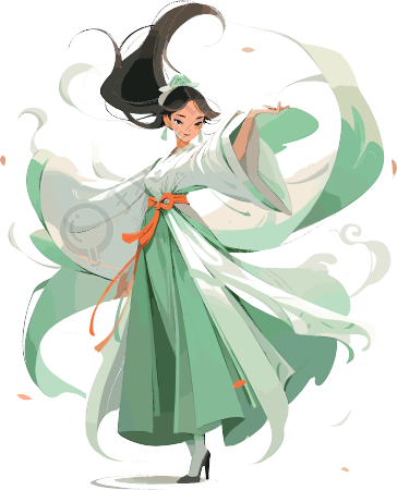 仙女亚洲风格的插画元素